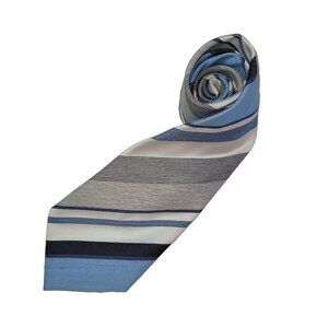 Pall Mall Tie Mens Necktie OS Blue Stripe Polyester‎ Wash And Wear